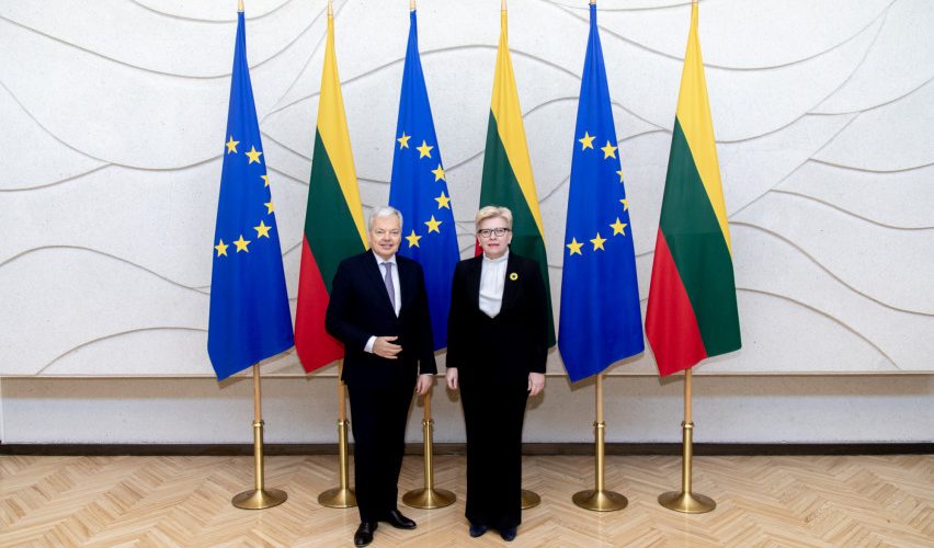 Su EK nariu Didier Reyndersu Premjerė aptarė Rusijos atsakomybę už agresijos ir karo nusikaltimus, žalos Ukrainai atlyginimą panaudojant sankcionuotą turtą