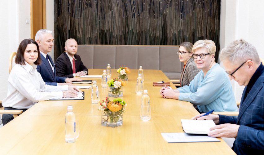 Susitikime su Sviatlana Cichanouskaja premjerė dar kartą patvirtino paramą demokratinei Baltarusijos ateičiai